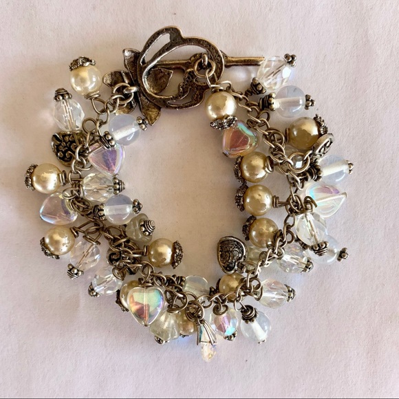 Swarovski Crystal and Seed Pearl Bangle Bracelet - Picture 2 of 6